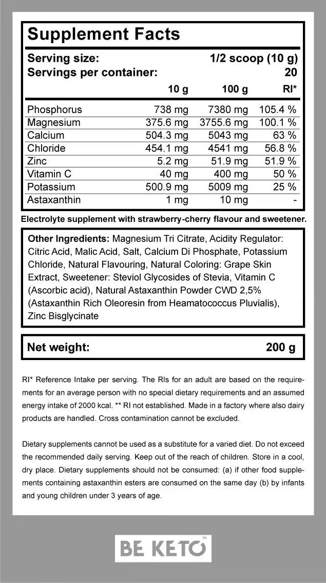 BeKeto Electrolytes - Strawberry-Cherry (200 g)