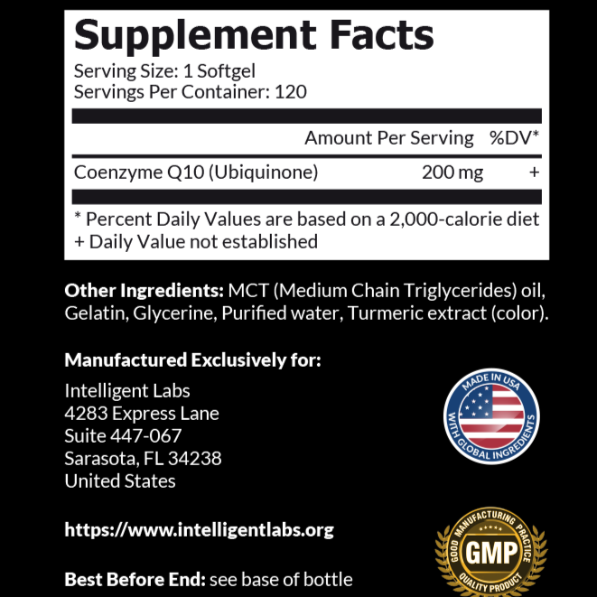 Intelligent Labs CoQ10 Ubiquinone 200mg (120 caps)