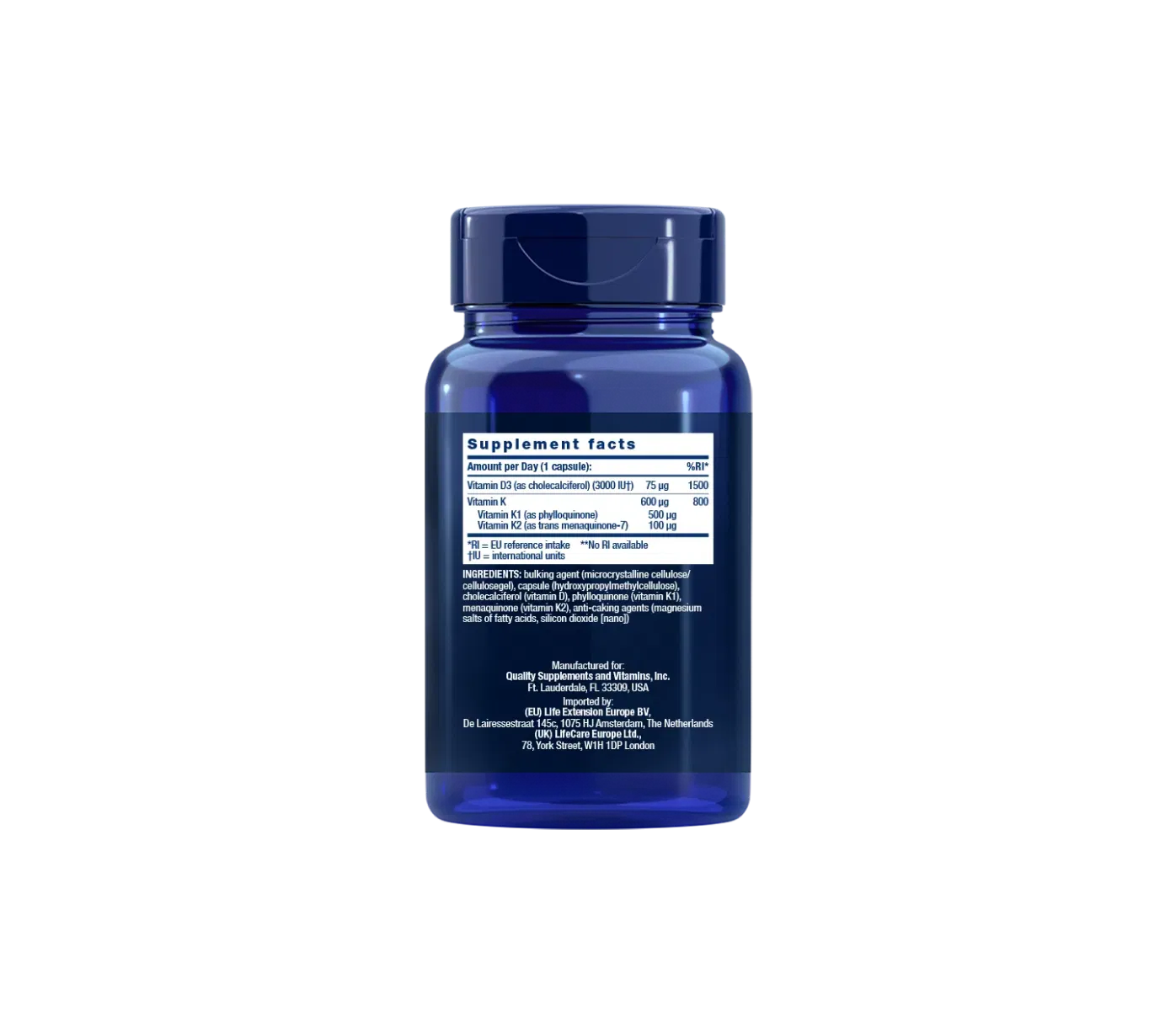 Life Extension Vitaminer D & K 3000 IU (60 kapslar)