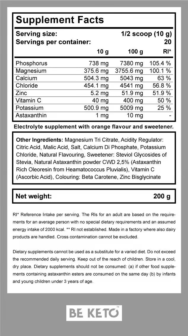 BeKeto Electrolytes - Sunshine Orange (200 g)