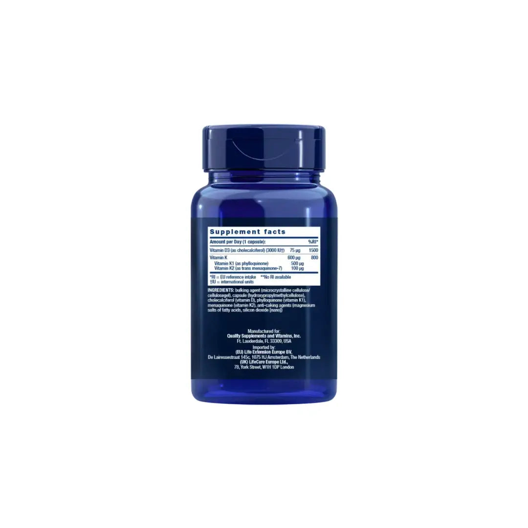 Life extension vitamins d & k 3000 iu (60 caps) - supplement